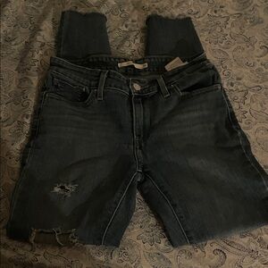 Stylish Blue Distressed Women's Jeans